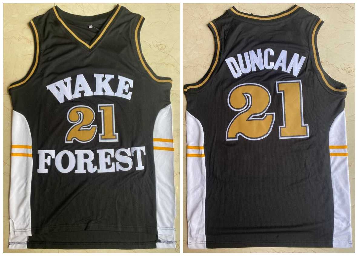 Wake Forest Demon Deacons 21 Tim Duncan Black College Basketball Jersey,We sell and wholesale Wake Forest Demon Deacons 21 Tim Duncan Black College Basketball Jersey on line form chian!